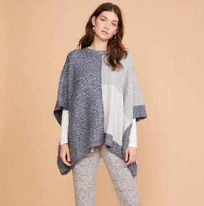 Maglione stile poncho patchwork Lou & Grey taglia media grande blu grigio - Foto 1 di 5