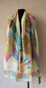 Codello linen flachs cotton baumwolle scarf stole colorful floral patterns NEW - Picture 1 of 9