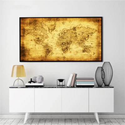 Banner World Map Vintage Navigation Pirate Treasure Canvas Poster No Frame BM11 - Image 1 of 4