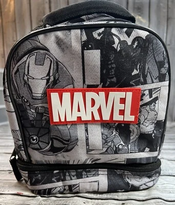 Lonchera gris aislada con doble compartimento con cremallera Marvel Avengers Foto 1 de 4