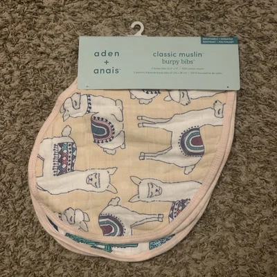 2 Baberos Burpy Adén + Anais Algodón Muselina Trail Blooms Cactus Llama 2 en 1 Uso Nuevo Foto 1 de 4