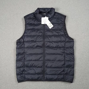 Uniqlo Ultra Light Down Vest Men Medium Navy Puffer Packable Water Repellent New - Picture 1 of 9