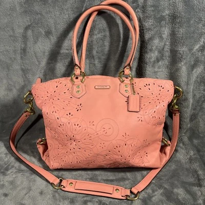 Bolso de hombro Coach Ashley CUERO corte láser arrojado rosa Corral F22487 Foto 1 de 4
