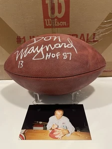 Don Maynard signed Wilson Authentic Autograph NFL Football w/"HOF 87 & 13" Jets - Picture 1 of 7
