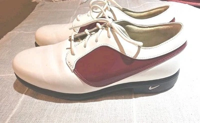 女士耐克 Air Comfort 高尔夫鞋白色勃艮第马鞍风格 8 码 — 第 1/4 张图片