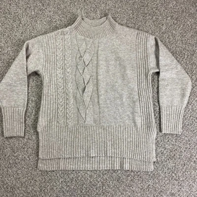 Simply Vera VeraWang Sweater Womens Medium Beige Cable Knit Side Slit Pullover - Image 1 of 4