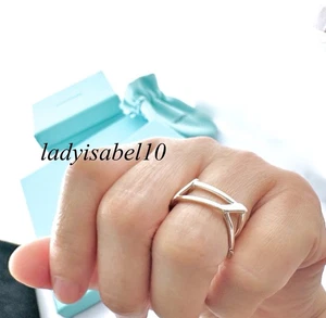 Anillo abierto Tiffany & Co Frank Gehry Torque banda cuadrada plata talla 6 con caja - auténtico - Imagen 1 de 9