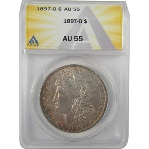 1897 O Morgan Dollar AU 55 ANACS Silver $1 Coin SKU:I19265 - Picture 1 of 4