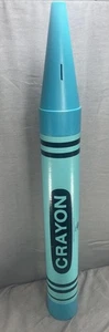 Vintage 1988 Ralphco Crayola Crayon Piggy Bank 35" Aqua Blue RARE Teal - Picture 1 of 8