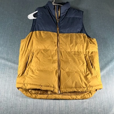 St John's Bay Men's Vest Size M Yellow Blue Puffer Colorblock Quilted Zip Jacket - Image 1 of 4