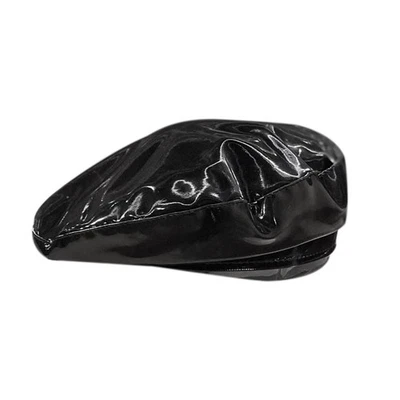 Women Fashion Patent Pu Leather Beret Ladies Flat Top Hat Slouchy Beanie Cap ... - Image 1 of 4