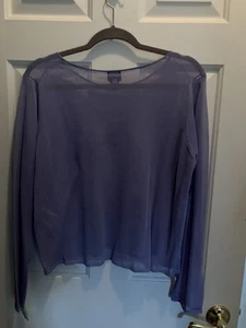 Eileen Fisher Top L  Lavender Sheer Slim Long Sleeves Round Neck Pull Over NWT - Picture 1 of 4