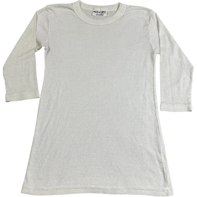 Michael Stars Supima algodón talla única para la mayoría media manga crema blanco brillante Foto 1 de 4