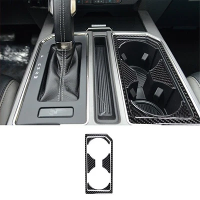 Cubierta de panel portavasos de agua interior de fibra de carbono para Ford F-150 2015-2017 Foto 1 de 4