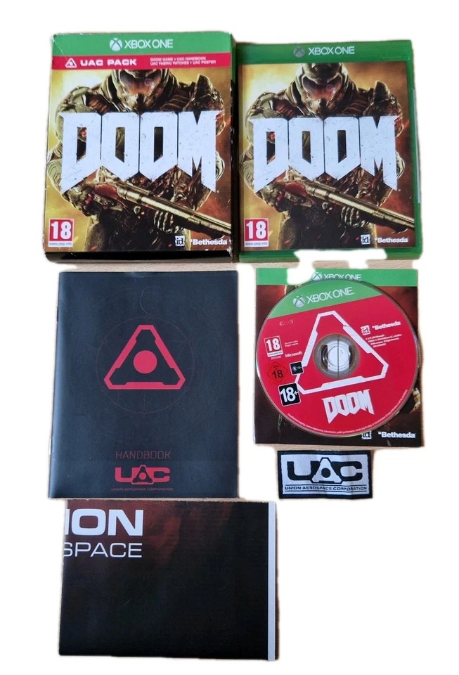 Microsoft Xbox One PAL Game Doom UAC Pack Handbook Poster & Patch - Image 1 of 1
