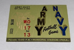 Vintage 1950 Army vs Navy Game College Football Ticket Stub Municipal Stadium - Picture 1 of 4