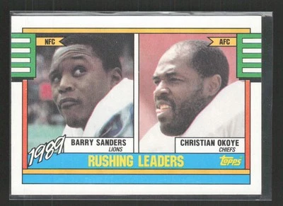 1990 Topps #28 1989 Rushing Leaders (Barry Sanders / Christian Okoye) (A) - Image 1 of 2