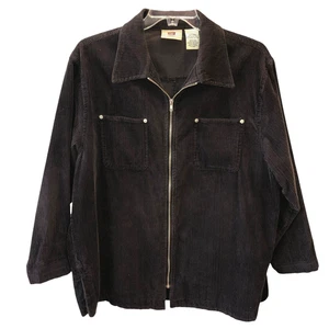 VTG Faded Glory Size 18 20 Black Corduroy Long Sleeve Full Zip Pockets Jacket - Picture 1 of 7