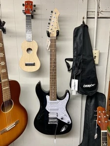 Aria Pro II 714-STD Black with Pearl Guard Super Strat NEW!! - Picture 1 of 6
