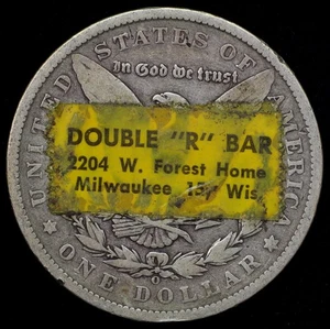 1900-O Milwaukee, Wisconsin Doble Barra "R" Morgan Pegatina Dólar Plata 37mm - Imagen 1 de 2