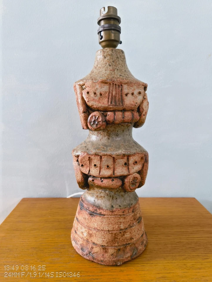 STYLISH MID CENTURY BERNARD ROOKE BRUTALIST MODERNIST STUDIO POTTERY LAMP BASE - Image 1 of 4