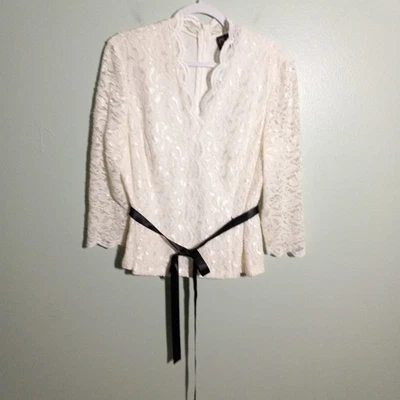 Blusa Top Alex Evenings Talla XL, Blanco Encaje Boda Vacaciones Cóctel Fiesta En muy buena condición Foto 1 de 4