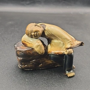 Mudman trinkt betrunken signiert Bonsi Figur Ton Keramik glasiert Keramik Statue - Bild 1 von 9