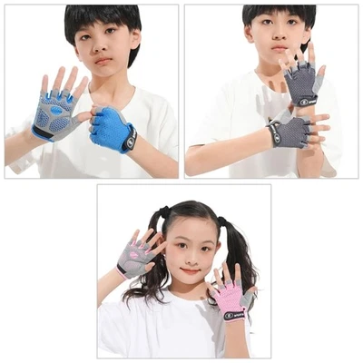 Guantes de ciclismo de medio dedo transpirables con protección para niños Foto 1 de 4