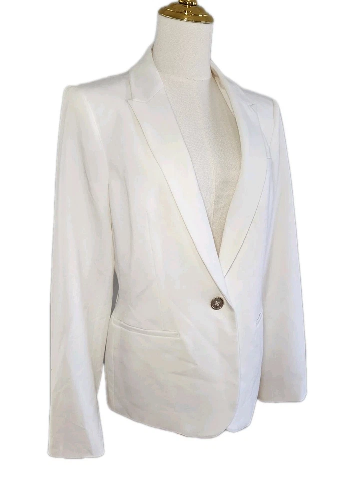 Tommy Hilfiger Mujer Blazer Elegante Chaqueta de Negocios Botón Único Blanco Talla 12 Foto 1 de 4