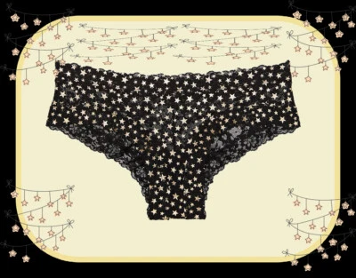 M NOIR DK 黑金箔星星全花边 LACIE Victorias 秘密 CHEEKY 内裤 — 第 1/4 张图片