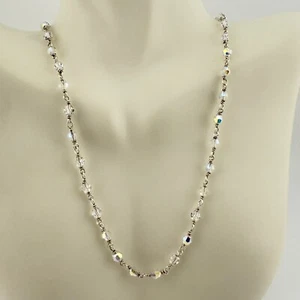 Vintage 925 Sterling Silver Amazing Austrian Crystal Necklace 14-20'' (5.7g) - Picture 1 of 5
