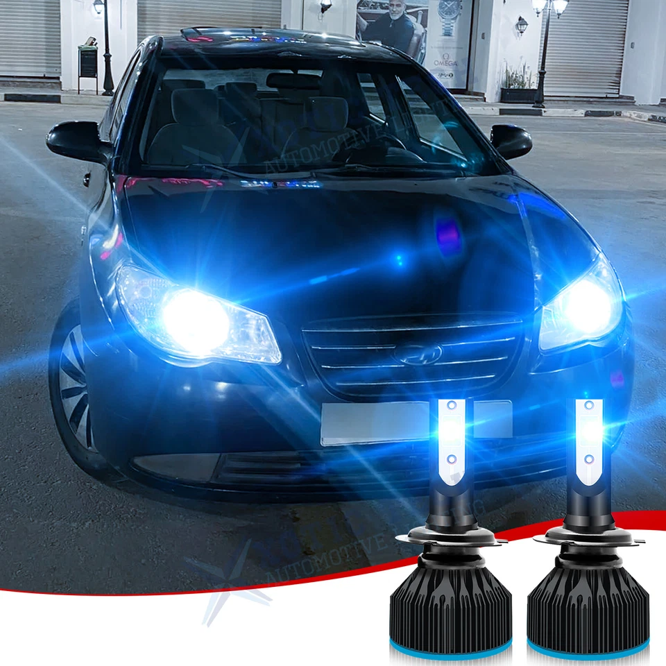 Farol de LED 8000k H7 alto baixo com lâmpadas de ventilador para Hyundai Elantra Sonata Veloster - Imagem 1 de 4