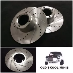 CLASSIC MINI 8.4 DRILLED & GROOVED BRAKE DISC PAIR C-21A2612 AUSTIN MORRIS ROVER - Picture 1 of 1