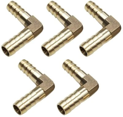 5Pcs 3/8" Hose ID Brass Hose Barb 90 Degree Elbow Fitting L Right Angle Atapters - Image 1 of 3