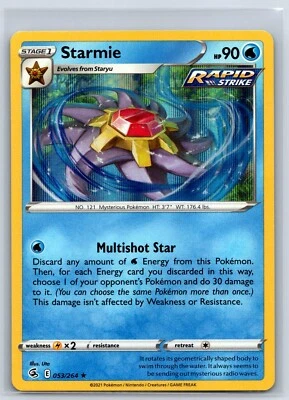 Starmie - Holo Rare - Fusion Strike 053/264 Pokemon 151 Card NM - Image 1 of 2