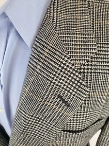 Abrigo deportivo vintage Alan Lebow para Hartz gris audaz Glen Plaid 42R totalmente lienzo - Imagen 1 de 7