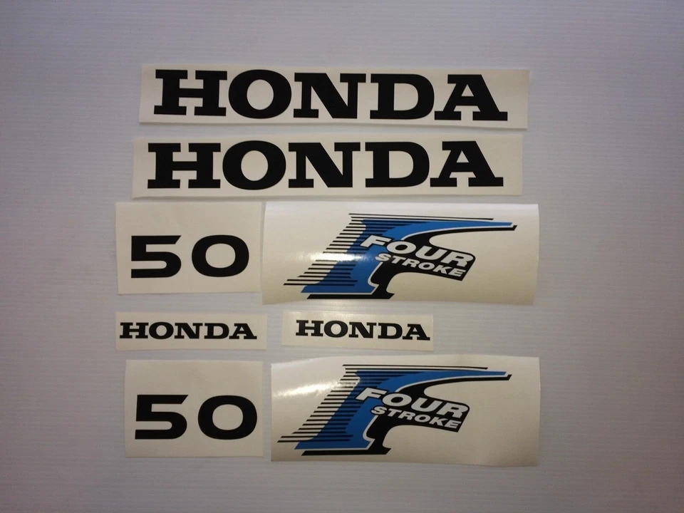 Honda 50 hp Outboard 8 decal set 4-Stroke Decal Kit Fourstroke Marine Vinyl