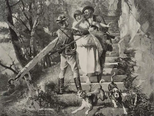 Nach VAJDA (*1860), Aus dem Regen in die Traufe, 1880, HSt. Realismus Jagen - Bild 1 von 4
