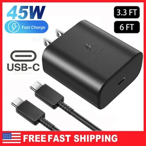 45W Type C USB-C Super Fast Wall PD Charger Cable For Samsung Galaxy S20 S21 S22 - Picture 1 of 14