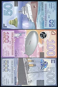 SET, Neu Jason Islands, 50; 100; 500 Australes, 2012, POLYMER, UNC Katastrophen F - Bild 1 von 2