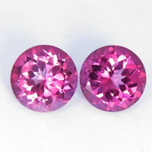 Impresionante par de piedras preciosas sueltas redondas a juego de topacio rosa natural de 4,87 quilates de 8 mm - Imagen 1 de 5