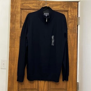 NWT Club Room Navy Blue Sweater 1/4 Zip Mock Turtleneck Merino Wool Blend XXL - Picture 1 of 17