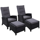Set Of 2 Sun Lounge Recliner Chair Wicker Lounger Sofa Day Bed Outdoor Chairs Pa