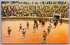 Postcard Chihuahua MX Opening Ceremony Entry of Bull Fighters Bull Ring Juarez - Picture 1 of 2
