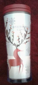 2010 STARBUCKS Insulated Lidded Holiday Reindeer 16 oz. Tumbler - Picture 1 of 3