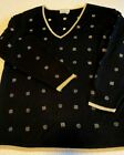 Womans Black Sweater Large V-Neck Tanner Collection  Gold Pullover