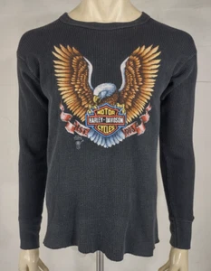VTG Harley-Davidson 3D Emblem Daytona Bike Week 1990 Hog Pit thermal shirt XXL - Picture 1 of 10