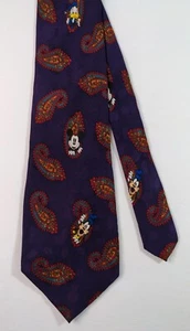 Disney Necktie Purple Paisley Mickey Donald Goofy Licensed 100% Silk Tie 58 x 4 - Picture 1 of 5