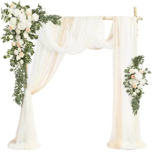 Ling's Moment White Deluxe Artificial Wedding Arch Flowers with Drapes Kit-Pa... - Picture 1 of 7