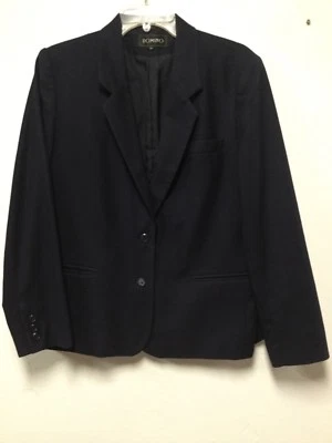 Blazer Domino Mujer 2 Botones Talla 14 Azul Oscuro Pura Lana Forrado 194 Foto 1 de 4